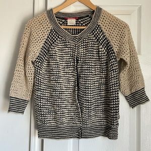 Unionbay Knit Cardigan Black White Button Up Sweater Cute Size M